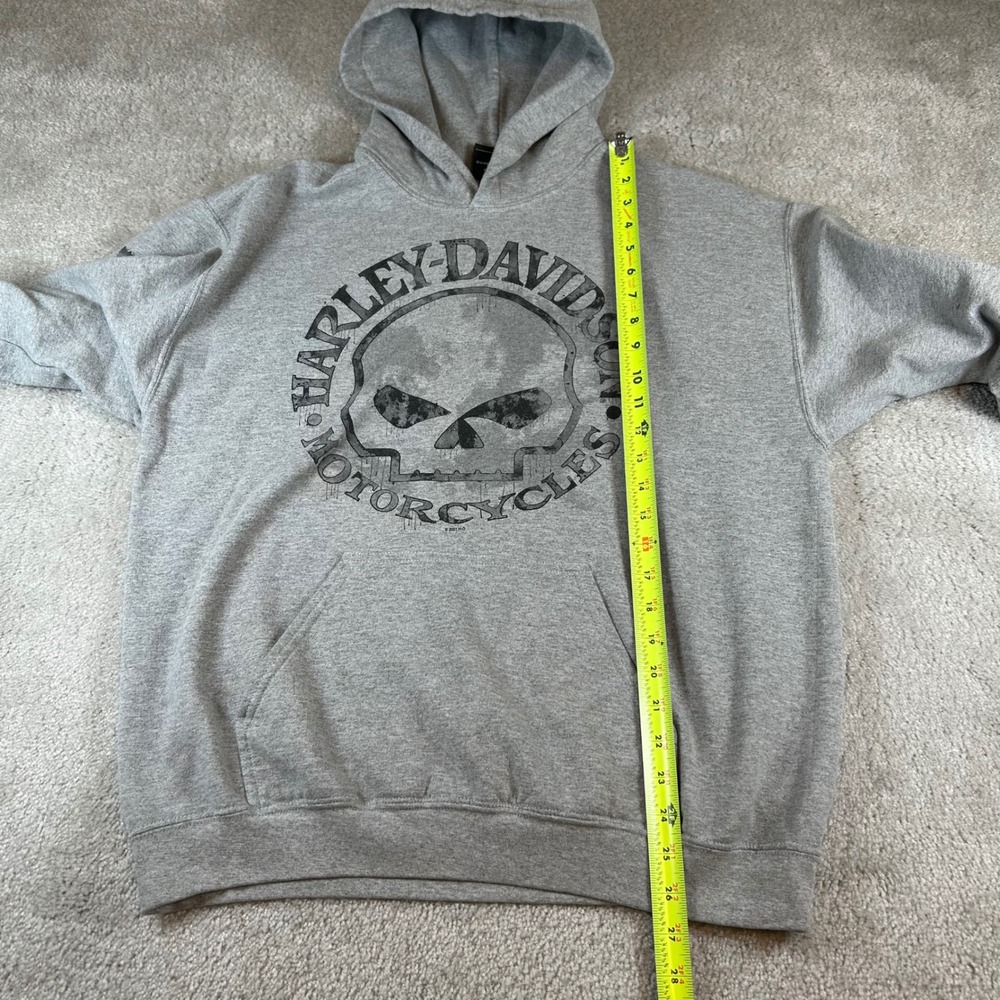 Harley Davidson Hoodie Mens M Gray Willie G Skull Oconomowoc WI Graphic Biker - Picture 9 of 13